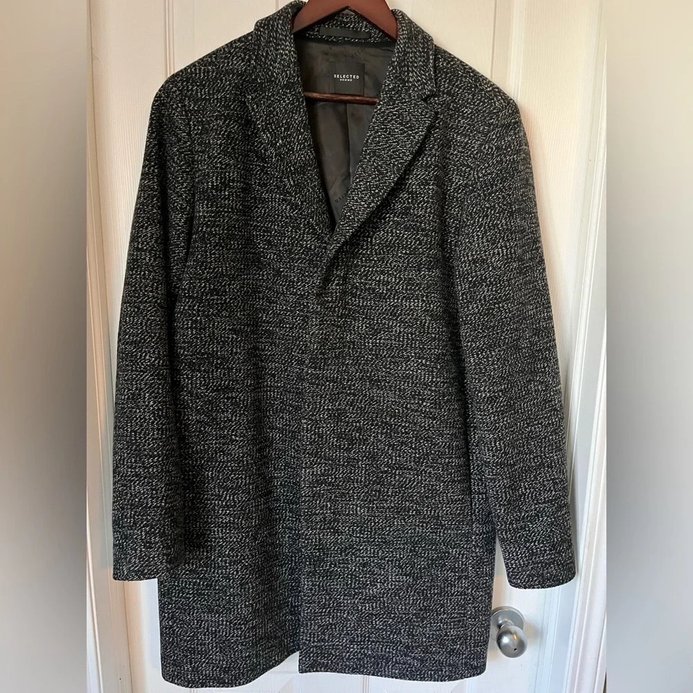 Mens Selected Homme Slhbrove Wool Top Coat Size Large EUC - Picture 6 of 13